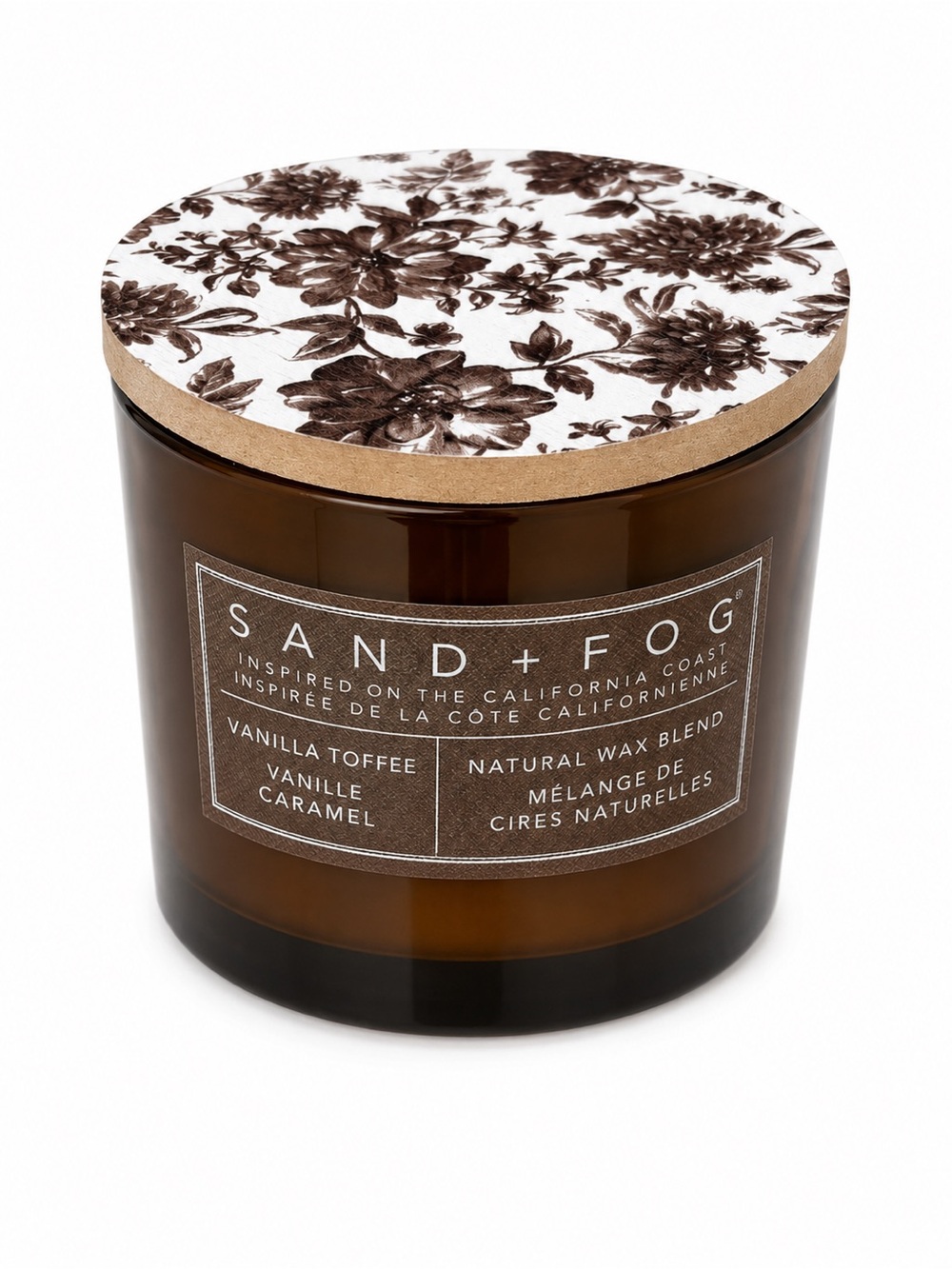 SAND+FOG Vanilla Toffee Scented Candle — Brown